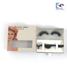 Chine usine logo personnalisé boîte faux cils boîte d&#39;emballage avec fenêtre transparente